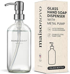 MaisoNovo Soap Dispenser 1-Piece Set | 16.9oz Clear Bottles with Silver Stainless Steel Pump