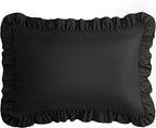 KKJIAF Ruffle Body Pillow Cases Set of 1, Ruffled Pillow Covers with Envelope Closure, Body Pillowcases Size of 20" x 54", Ruffled Long Pillow Shams, Black
