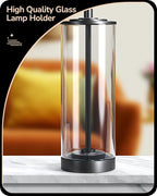 EDISHINE 23.6" Glass Table Lamp Set of 2, DIY Refillable Bedside Lamp with Linen Lampshade & Rotary Switch, E26 Base, Nightstand Light for Living Room, Bedroom, Office