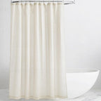 KGORGE Natural Linen Shower Curtain for Bathroom - Linen Blend Button Hole Semi Sheer Lightweight Waterproof Shower Curtains for Bathtub, 54 x 78 inches Long, Hooks Included