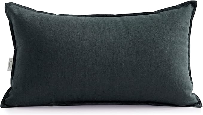 Jeanerlor Cotton Linen Decorative 12"x20" Lumbar Throw Pillow Case Cushion Cover with Twin Needles Stitch on Edge,for Wedding/Party/Gift/Car (30 x 50cm), Dark Green