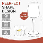 Tritan-Plastic Floating Red Wine Glasses for Pool Set of 4, 15 oz Holiday Drinkware Durable Wine Glasses with Long Stem, Ideal for Home, Party, Wedding, Beach