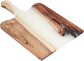 Acacia Wood & Epoxy cheese board | 16.5x10 inch | Use as serving platter tray for serving dishes, food, charcuterie, appetizers, Snacks, Fruits | Cutting Board for fruits and vegetables |White
