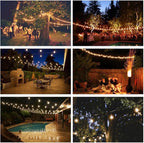 GANA Outdoor String Lights, Patio Lights 75FT Music Flash RGBW Colourful, Safe 12V Low Voltage LED Shatterproof Bulbs Connectable, Heavy Duty Wire IP65 Waterproof Level for Courtyards Cafe Bistro