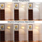 60" Floor Lamps with Remote Control & Bulb, Colors Temperature & Brightness Adjustable, Deep Beige Shade & Brown Pole