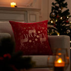 Topfinel Christmas Pillow Covers 18x18 Set of 2,Xmas Velvet Snowflake Reindeer Decorative Pillow Case Winter Holiday Decor for Home Couch,Red and Gold