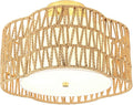 WILON Rattan Flush Mount Ceiling Light, 3-Light Boho Light Fixture with Fabric Shade, Woven Wicker Semi Flush Mount Light Fixture for Hallway Entryway Nursery Bedroom Kitchen Laundry Room
