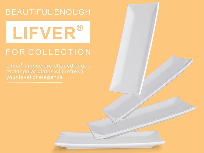 LIFVER Serving Platters, White Rectangle Serving Trays (1, 10 inch)
