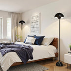 Black Floor Lamp for Living Room, 66'' Industrial Standing Lamp with Unique Metal Shade&Base Reflecting Light Tall Retro Lamp for Bedroom, Black