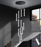 12-Lights Chandelier LED Dimmable Chandeliers for Entryway Flush Mount Ceiling Pendant Light Fixture Crystal Chandeliers for Living Room Black Finished Lighting Modern High Ceiling Chandelier