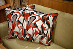 CAPSCEOLL Red Holiday Pillow Covers Geometric Camo Abstract Modern Camo Urban White Brown Oil Painting 18X18 Inch Set of 2 Throw Pillow Covers for Bedroom Sofa Living Room Décor Black Pillowcases