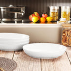 insongdafa Ceramic Serving Plate 27 oz, Set of 4 Oval Salad Plate, Entertaining Modern Kitchen Dishes, for Dinner, Fruit, Salad, Pasta- Microwave, Oven & Dishwasher Safe, 10.6 Inch Oval deep Plate