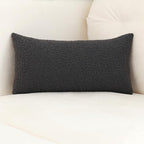 Jeneoo Graphite Grey Decorative Long Lumbar Thick Throw Pillow Covers Fine Textured Boucle Couch Cushion Case for Sofa Decor, Set of 1, 14 x 36 Inch