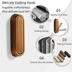 4PCS Folding Coat Hook, Heavy Duty Wall Hooks Made of Zinc Alloy, Foldable Wall Hooks for Hanging Coats, Scarves, Hats, Bathrobes, Keys, Bags (Bronze)
