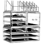 Cq acrylic 3 Pack Clear Makeup Organizer for Vanity,Countertop,Stackable 8 Drawers Cosmetic Storage for Hair Clip,Jewelry,Lipstick,Makeup Brush,Beauty Product Desk and Bathroom Skincare Organizers