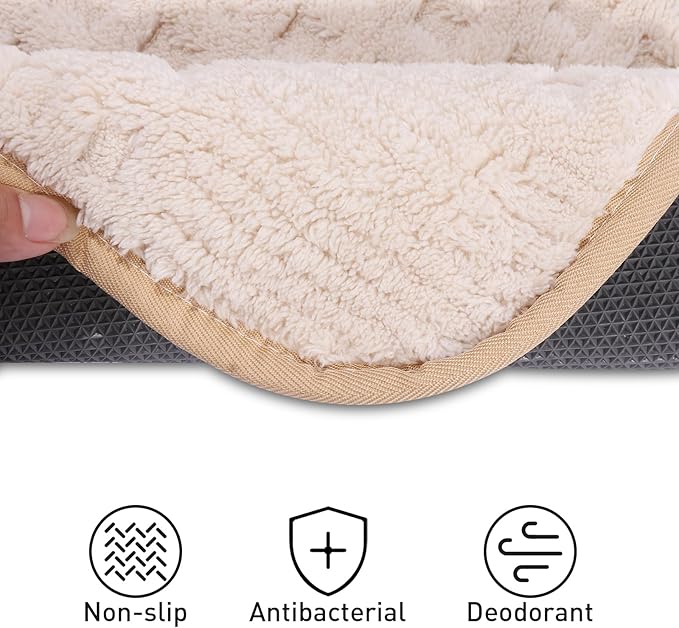 Bath Mats 24x17 Non-Slip Absorbent Bathroom Rug, Quick Dry Machine Washable Shower Tub Mat with Rubber Backing, Soft Floor Carpet for Bathroom Decor Waffle White