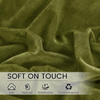 PHF Super Soft Velvet Zippered Body Pillowcase, No Insert, 1 Pack Luxury Cozy Warm Pillow Sham Cover with Zipper, 20"X 54" Long Cozy Fuzzy Flannel, Olive Green