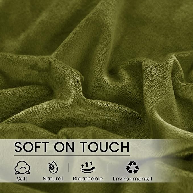 PHF Super Soft Velvet Zippered Body Pillowcase, No Insert, 1 Pack Luxury Cozy Warm Pillow Sham Cover with Zipper, 20"X 54" Long Cozy Fuzzy Flannel, Olive Green