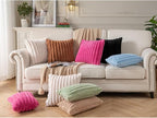 DEELAND Pack of 2,Double-Sided Faux Fur Plush Decorative Throw Pillow Covers Fuzzy Striped Soft Pillowcase Cushion Covers for Sofa Couch Bedroom Beige 22x22 inch