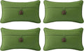 Outdoor Decorative Pillows with Coconut Button Pack of 4, 20" x 12" Outdoor Pillow Set for Couch Bed Throw Patio Sofa, Grass Green