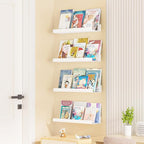 upsimples Acrylic Shelves for Wall Decor, 15" Display Shelf Perfume Organizer for Bathroom, Bedroom, Living Room, Floating Bookshelves for Kids, White, 4 Pack
