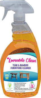 EcoDecors SnazzyCorner 18" Teak Wood Corner Shower Shelf, Fully Assembled | Loveable Teak Oil Spray Bottle, 24 oz | Loveable Teak Cleaner 32 oz
