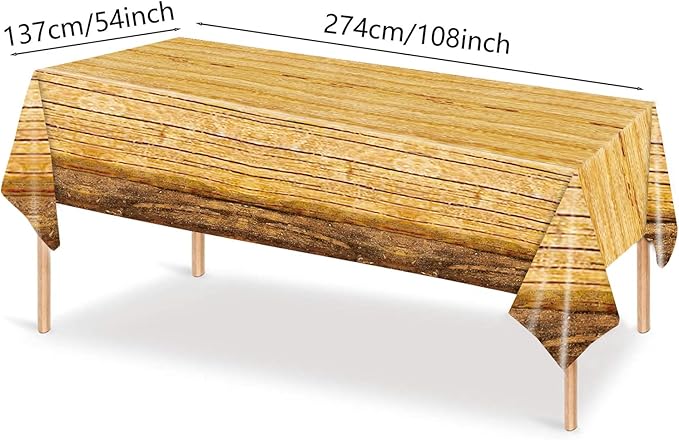 Rustic Wood Grain Party Supplies for 16 – Disposable Plates, Napkins, Tablecloth & Cutlery – Ideal for Camping, Hunting, Outdoor or Forest-Themed Events