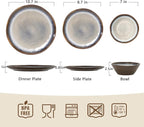 Melamine Dinnerware Set, 12 Pcs Dishware Sets, Plate and Bowl Set Service for 4, Lightweight and Unbreakable Dinnerware Sets for Camping, Great for RV, Dishwasher Safe, Sahara Beige and Blue