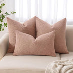 MIULEE Textured Boucle Throw Pillow Cover Blush Pink Accent Solid Lumbar Pillow Case Decorative Soft Pack of 1 Couch Cushion Chair Sofa Bedroom Livingroom Home Decor,12x20 Inch