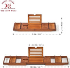 XcE Bathtub Caddy Tray Expandable to 105cm with Bamboo Book Stand and Soap Tray, Brown