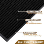 Yimobra Front Door Mat Outdoor Indoor Entrance, 100% Waterproof All-Season All Weather Doormat, Welcome Matt Outside Entry, Non Slip, Low Profile, Heavy Duty Patio Porch Floor Mats,36 x 24,Black