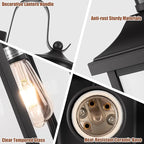 1-Pack 18 Inch Motion Sensor Front Porch Light IP65 Waterproof, Large Black Dusk to Dawn Outdoor Wall Lighting for House Exterior Light Fixture Clear Glass Garage Coach Light, E26 Bulb Base