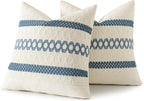 MIULEE Set of 2 Coastal Blue Boho Decorative Pillow Covers 20x20 Inch Farmhouse Rustic Couch Throw Pillows Modern Summer Cotton Cushion Covers Retro Cute Macrame Woven Home Decor for Bed Sofa Chair
