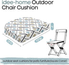 idee-home Outdoor Chair Cushions Set of 2, Thick 19" x 19" x 3" Outdoor Seat Cushions Patio Furniture Waterproof with Ties, Dining Pads