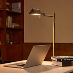 VONLUCE Dimmable LED Floor Lamp, 56" Floor Lamp for Living Room with Adjustable Height Swing Arms 3 Color Temperatures, Industrial Standing Pole Lamp for Bedroom Reading, Antique Brass