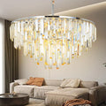 Chrome Modern Round Top K9 Crystal Chandelier Lighting Fixture, 8 Lights Round K9 Crystal Adjustable Hanging Lamp for Dining Room Bedroom Living Room,Hallway,Bar,Kitchen W24''