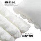 Neelvin Cream White Faux Fur Cozy Soft Plaid Decorative Throw Pillow Covers 26x26 inch Set of 2,Velvet Pillowcase Cushion Case for Sofa Couch