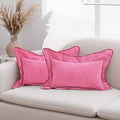 HAUSSY Scalloped Pillow Covers 12x20 Set of 2,Decorative Lumbar Throw Pillows Cute Aesthetic Preppy Cushion Covers for Couch Bed Living Room,Hot Pink