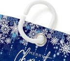 Blue Christmas Shower Curtain, Cute Christmas Gnome Shower Curtain Set, Winter Snowflakes Snow Xmas Shower Curtain Holiday Bathroom Decor, Durable Fabric Machine Washable with Hooks, 72 x 72 Inches