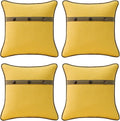 Outdoor Sunbrella Decorative Pillows with Triple Coconut Buttons Pack of 4, 16" x 16" Outdoor Pillow Set for Couch Bed Throw Patio Sofa, Spectrum Daffodil/Canvas Cocoa