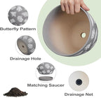 Pots for Plants 10 Inch - Ceramic Planter Indoor Plant Pots for Plants Large Flower Pot with Drainage Hole and Saucer for Outdoor Plants Home Garden Gray