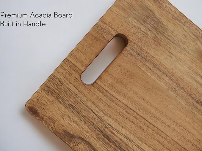 Vesta Homes Wooden Cutting Board for Kitchen/Chopping, Serving Board/Block for Vegetables, Fruits, Cheese and Charcuterie | Natural Acacia Wood | 15 * 10 * 1 Inches | Handcrafted in India