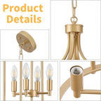 Foyer Chandeliers for High Ceilings, Lantern Tiered Gold Chandelier Light Fixture Metal Modern Farmhouse Pendant Lights for Kitchen Island Entryway Staircase Living Room Dinning Room (Gold)