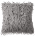 Phantoscope Faux Fur Pillow Cover Decorative Fluffy Throw Pillow Mongolian Soft Fuzzy Pillow Case Cushion Cover for Bedroom and Couch, Gray 18 x 18 Inches