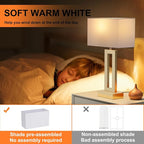 Nightstand Table Lamps for Bedrooms Set of 2 - Touch Bedside Lamp with USB C+A, 3 Way Dimmable Living Room Lamps for End Tables Set of 2(White&Gold)