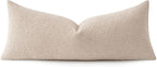 MIULEE Textured Boucle Throw Pillow Cover Neutral Accent Solid Lumbar Pillow Case Decorative Soft Pack of 1 Couch Cushion Chair Sofa Bedroom Livingroom Home Decor,36x14 Inch