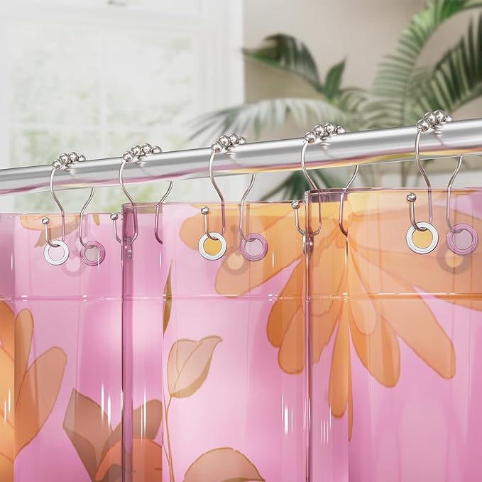 AmazerBath Shower Curtain Hooks, Shower Curtain Rings, Metal Nickel Shower Curtain Hooks Rust Proof, Smooth Glide Double Shower Hooks for Shower Curtain, Shower Rod Hooks 12Pcs