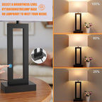 22" Tall Modern Living Room Lamps - Touch Bedside Lamps with USB C+A, 3 Way Dimmable for Bedroom End Tables Set of 2 (White & Black)