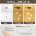 3-Light Pendant Lighting, Modern Brushed Nickel Dining Room Chandelier Light Fixture Over Table with Hammered Glass, Brass Cluster Hanging Lights for Kitchen Island Dining Room Bedroom, E26