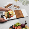 Personalized Acacia Charcuterie Board | Custom 15" x 7" White Marble & Acacia Wood Cheese Board | Perfect Housewarming + Wedding + Couples Gift Idea